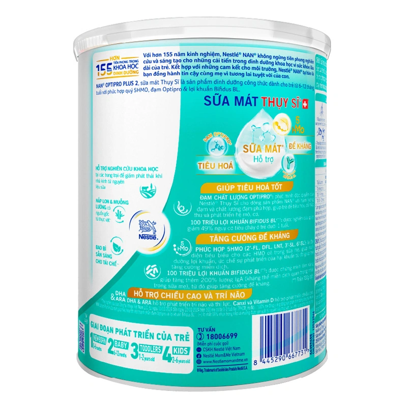 Sữa bột NAN Optipro Plus số 2 800g (6 - 12 tháng) - Giao bao bì ngẫu nhiên 3