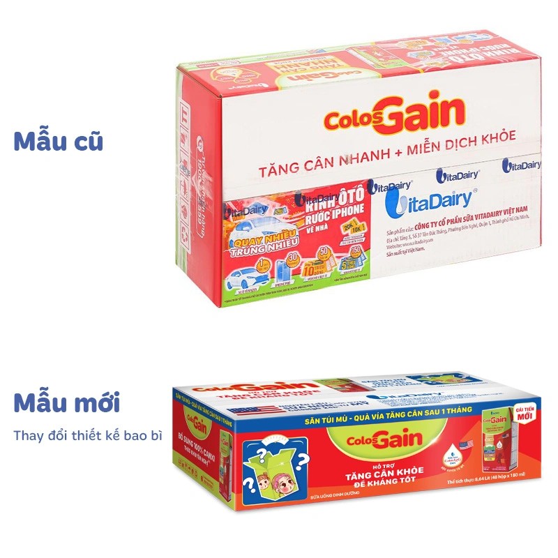 Lốc 4 hộp sữa non pha sẵn Colos Gain hương vani 180 ml (từ 1 tuổi) - Giao bao bì ngẫu nhiên 7