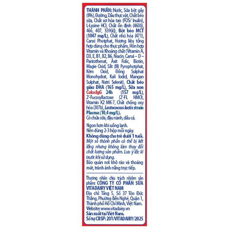 Lốc 4 hộp sữa non pha sẵn Colos Gain hương vani 180 ml (từ 1 tuổi) - Giao bao bì ngẫu nhiên 14