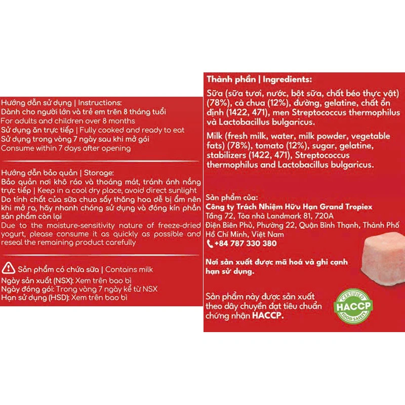 Sữa chua khô sấy thăng hoa vị cà chua Aya-ua gói 16g (từ 8 tháng) 4