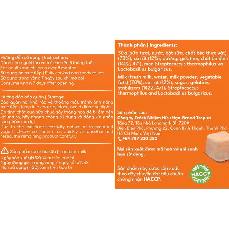 Sữa chua khô sấy thăng hoa vị cà chua Aya-ua gói 16g (từ 8 tháng) 16