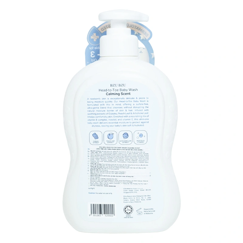 Sữa tắm & gội 2in1 cho bé BZU BZU hương dịu nhẹ 200 ml (0 - 3 tuổi) 5