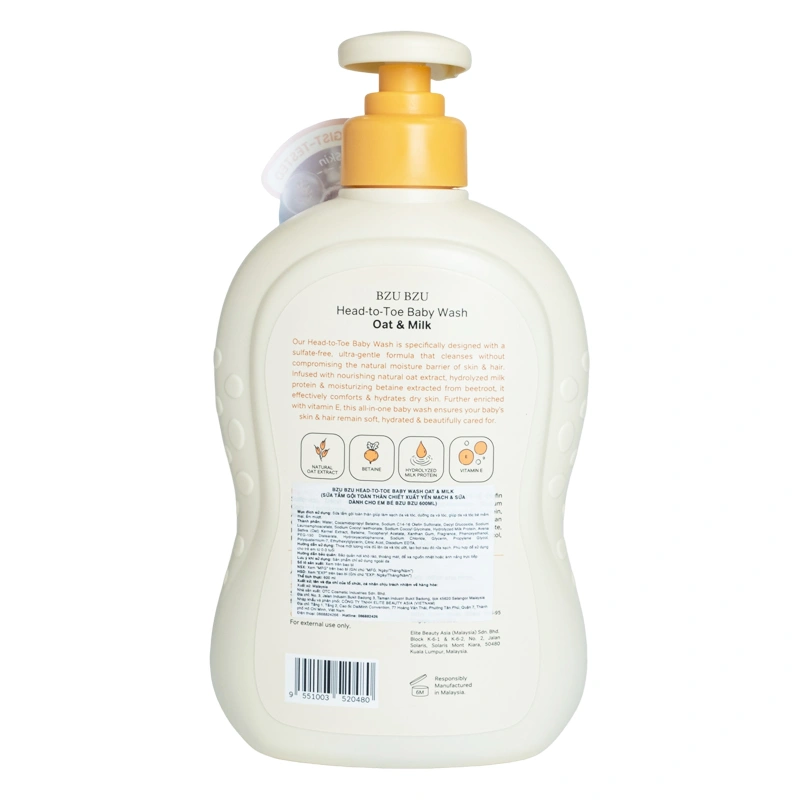 Sữa tắm & gội 2in1 cho bé BZU BZU chiết xuất yến mạch và sữa hương yến mạch 600 ml (0 - 3 tuổi) 2