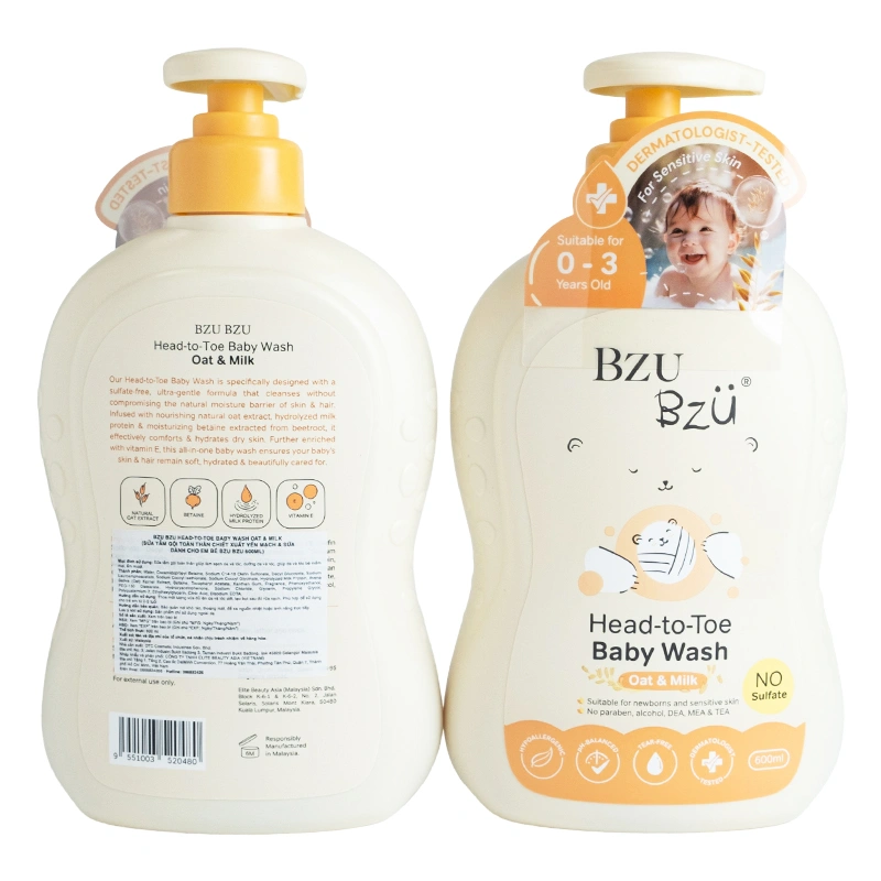 Sữa tắm & gội 2in1 cho bé BZU BZU chiết xuất yến mạch và sữa hương yến mạch 600 ml (0 - 3 tuổi) 3