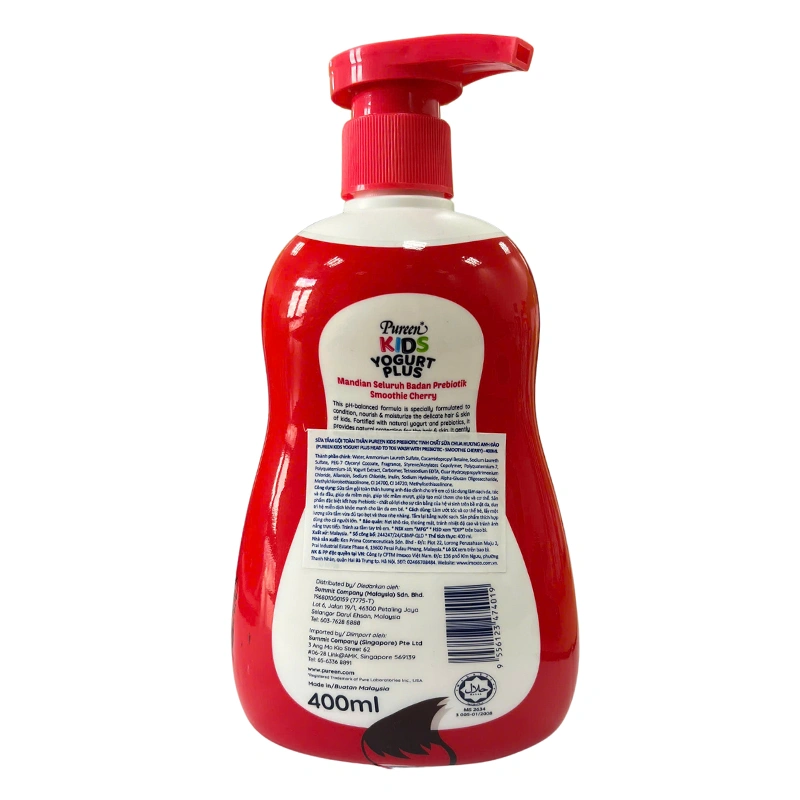 Sữa tắm & gội 2in1 cho bé Pureen Prebiotic tinh chất sữa chua hương anh đào 400 ml (từ 1 tuổi) 2