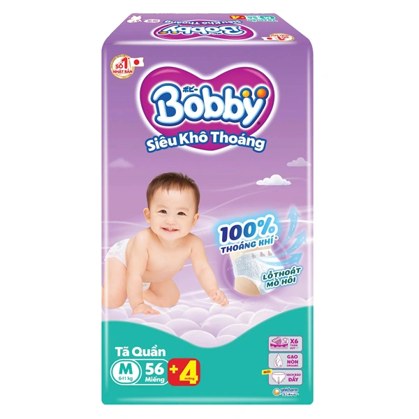 Tã quần Bobby size M 56 + 4 miếng (6 - 11 kg) - Giao bao bì ngẫu nhiên 1