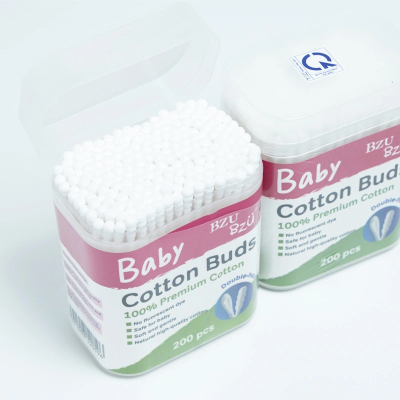 Tăm bông thân giấy BZU BZU đầu dẹt và đầu xoắn hũ 200 cây 4