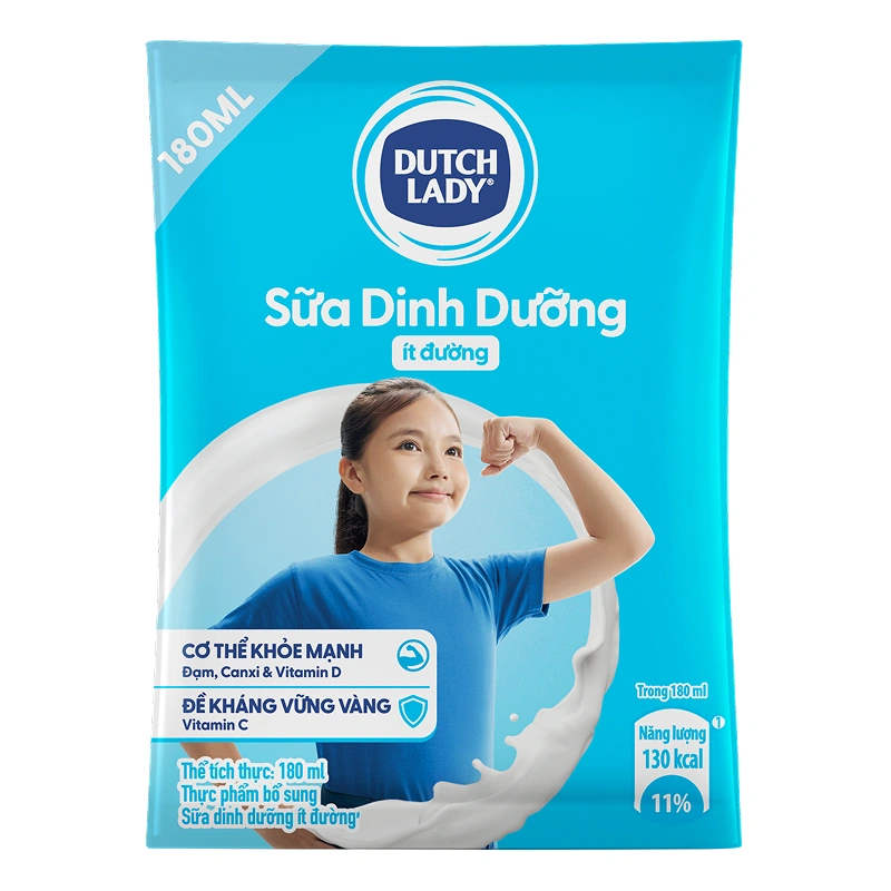 Thùng 24 bịch sữa dinh dưỡng Dutch Lady ít đường 180 ml (từ 1 tuổi) 3