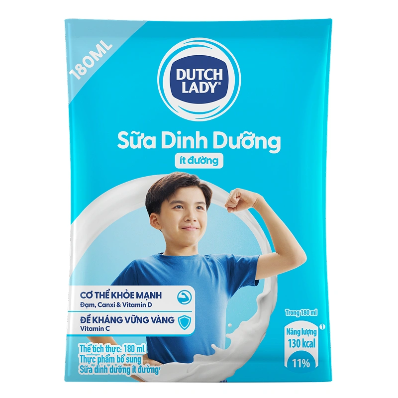 Thùng 24 bịch sữa dinh dưỡng Dutch Lady ít đường 180 ml (từ 1 tuổi) 4