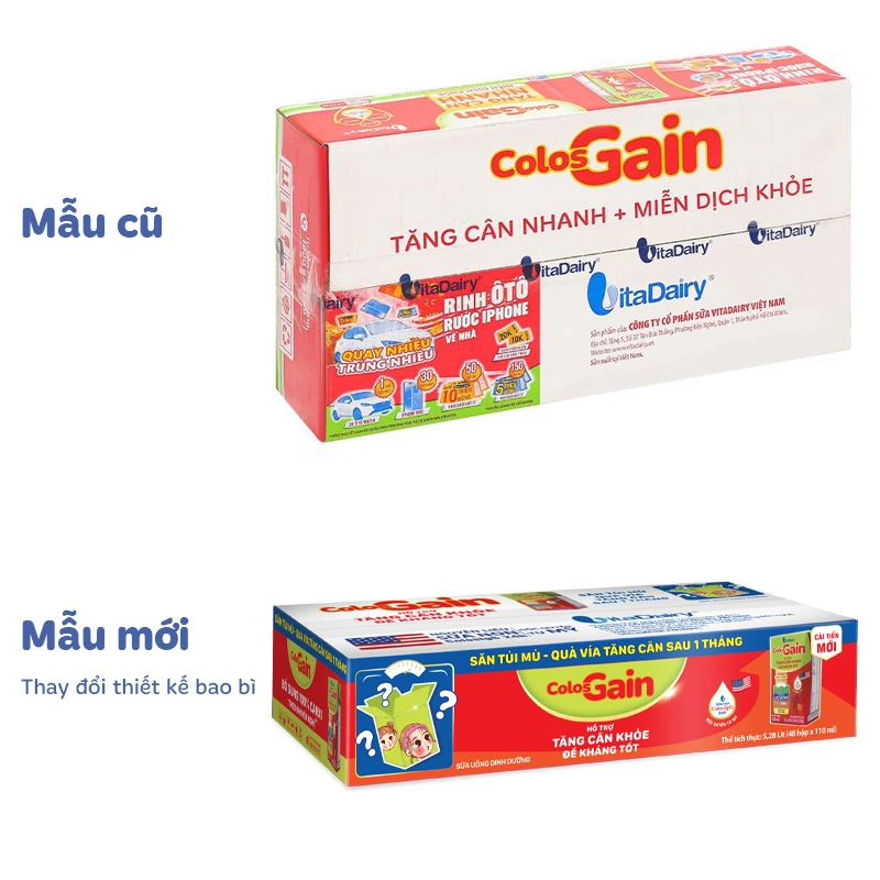 Lốc 4 hộp sữa non pha sẵn Colos Gain hương vani 110 ml (từ 1 tuổi) - Giao bao bì ngẫu nhiên 8