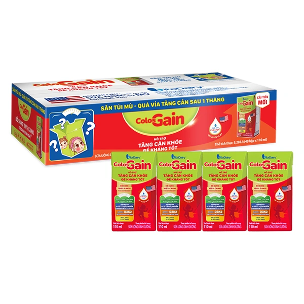 Thùng 48 hộp sữa non pha sẵn Colos Gain hương vani 110 ml (từ 1 tuổi) - Giao bao bì ngẫu nhiên 1