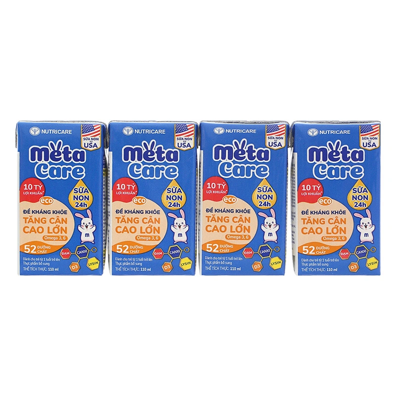 Combo 3 thùng 48 hộp sữa non pha sẵn MetaCare Eco 110 ml (từ 1 tuổi) 28