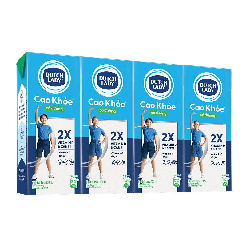 Lốc 4 hộp sữa tươi tiệt trùng Dutch Lady cao khỏe có đường 170 ml (từ 1 tuổi) 4