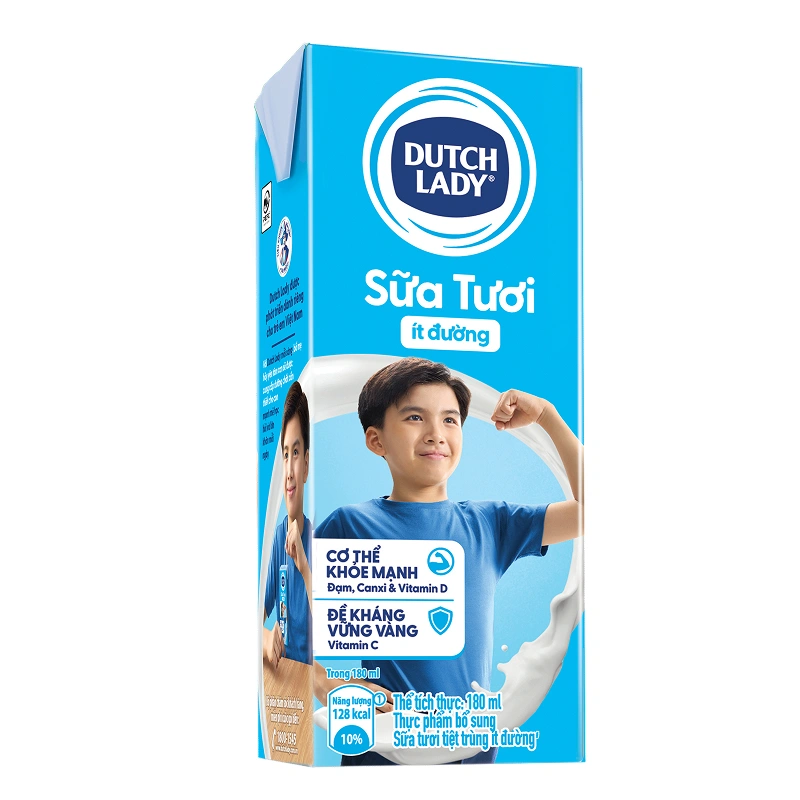 Thùng 48 hộp sữa tươi tiệt trùng Dutch Lady ít đường 180 ml (từ 1 tuổi) 4