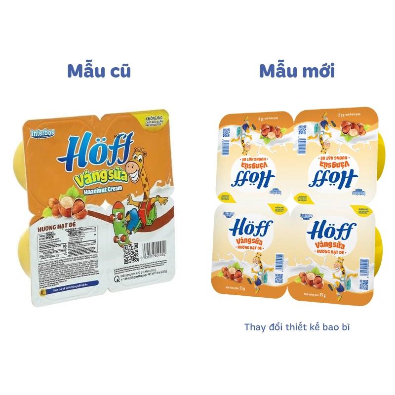 Lốc 4 hũ váng sữa Hoff vị hạt dẻ 55g (từ 6 tháng) - Giao bao bì ngẫu nhiên 2