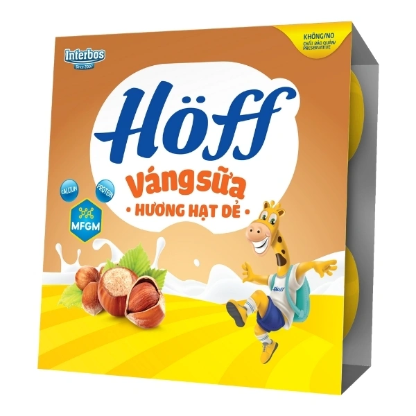 Lốc 4 hũ váng sữa Hoff vị hạt dẻ - Giao bao bì ngẫu nhiên