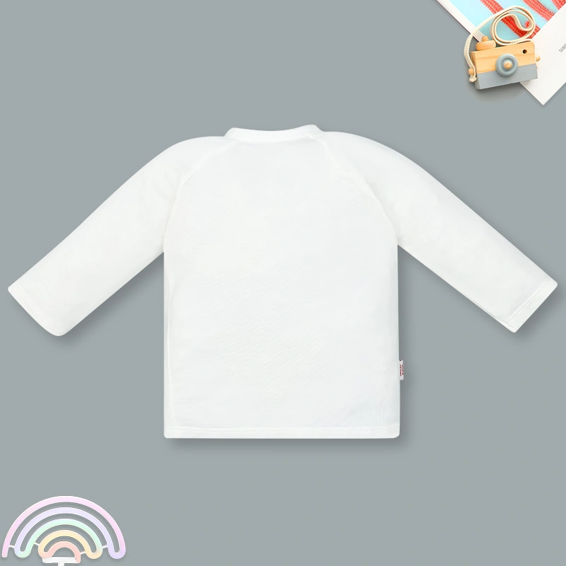 Áo tay dài cài chéo in bé trăng IQ Baby màu trắng 2