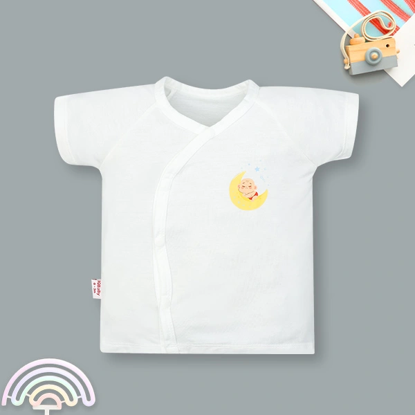 Áo tay ngắn unisex IQ Baby visco trắng