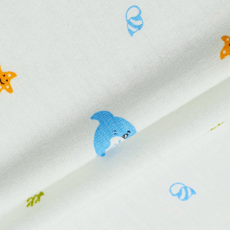 Áo tay ngắn cài chéo in cá heo IQ Baby màu trắng 6