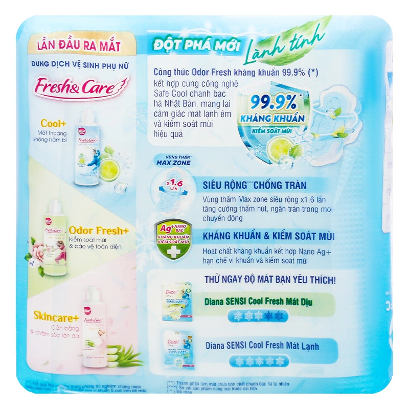 Băng vệ sinh ban ngày Diana Sensi Cool Fresh siêu mỏng có cánh 20 miếng - Giao bao bì ngẫu nhiên 14