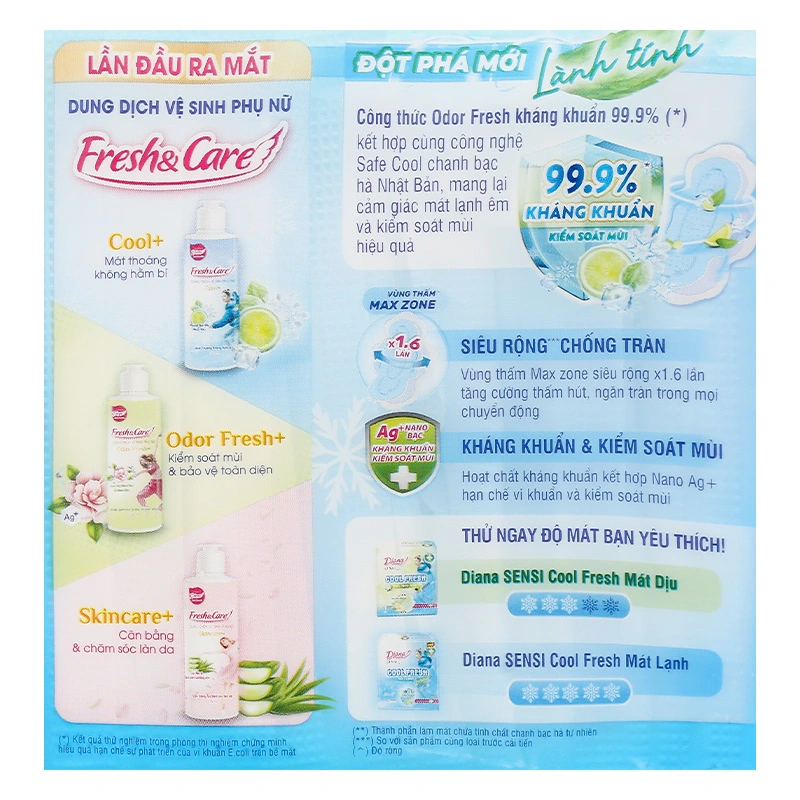 Băng vệ sinh ban ngày Diana Sensi Cool Fresh siêu mỏng có cánh 20 miếng - Giao bao bì ngẫu nhiên 7