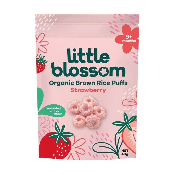 Bánh gạo lứt hữu cơ ăn dặm Little Blossom vị dâu