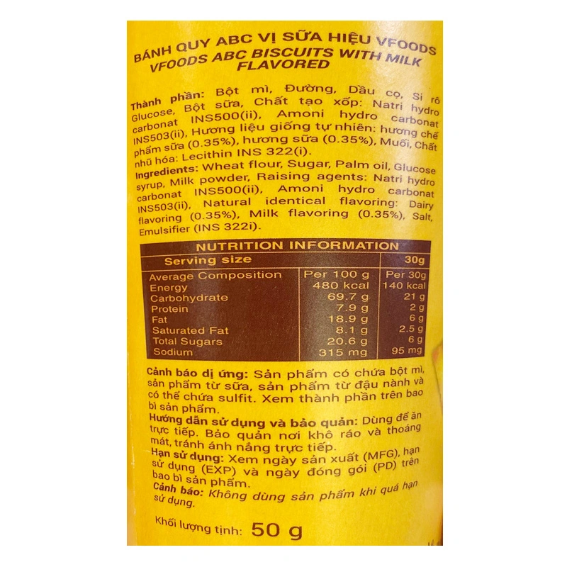 Bánh quy đồ chơi khủng long ABC VFOODS vị sữa ly 50g (từ 2 tuổi) - Giao bao bì ngẫu nhiên 5