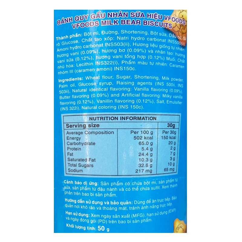 Bánh quy gấu đồ chơi khủng long VFOODS vị socola ly 50g (từ 2 tuổi) 8