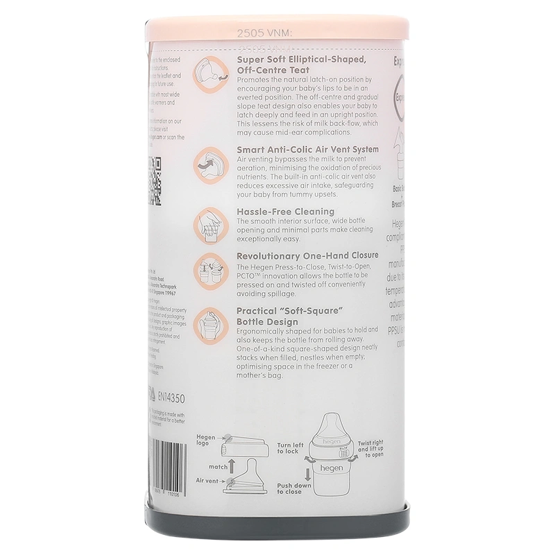 Bình sữa nhựa PPSU Hegen cổ rộng 240 ml (3 – 6 tháng) 8