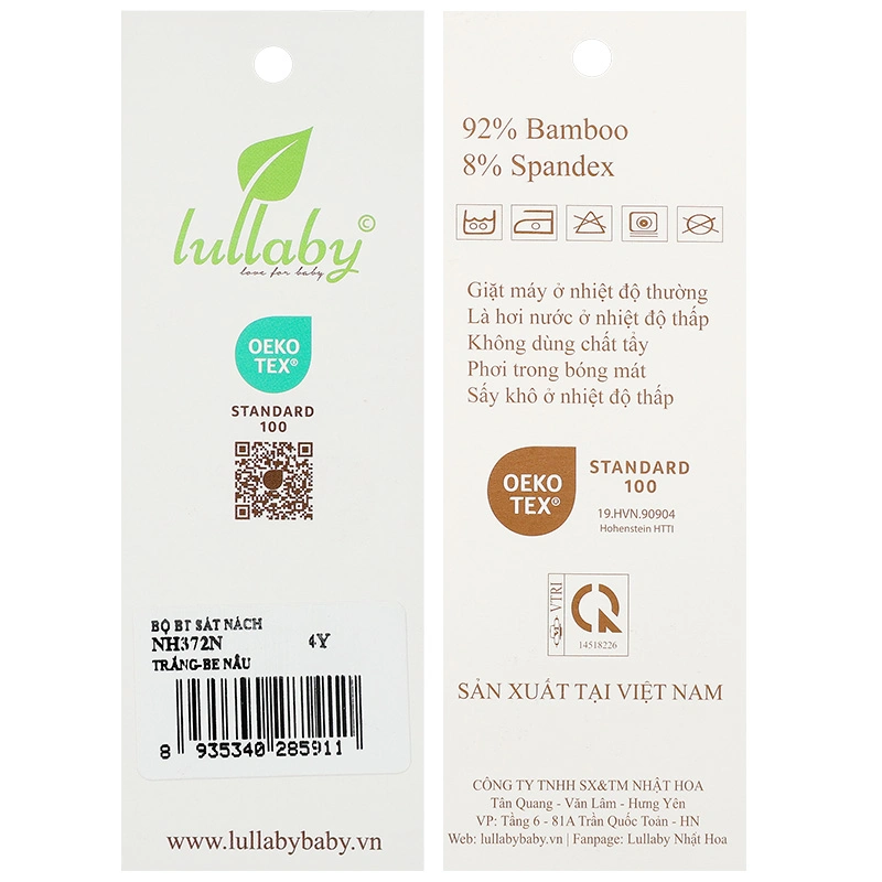Bộ sát nách bé trai Lullaby NH372N màu trắng - xanh 23