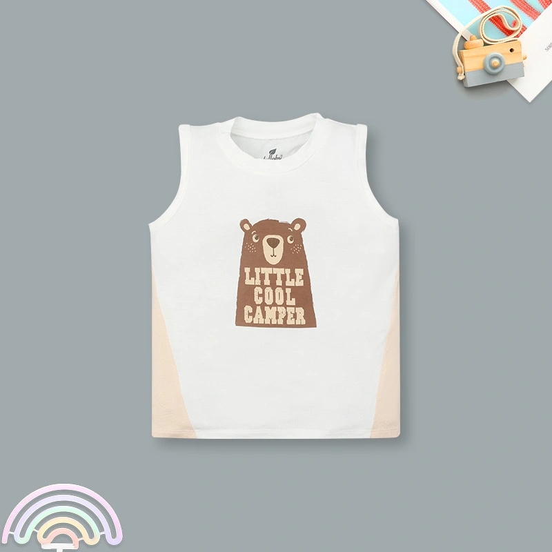 Bộ sát nách bé trai Lullaby NH372N màu trắng - xanh 13