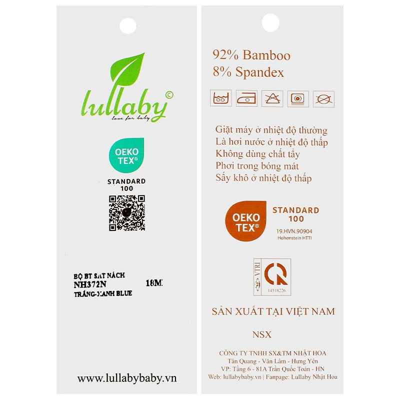 Bộ sát nách bé trai Lullaby NH372N màu trắng - xanh 12