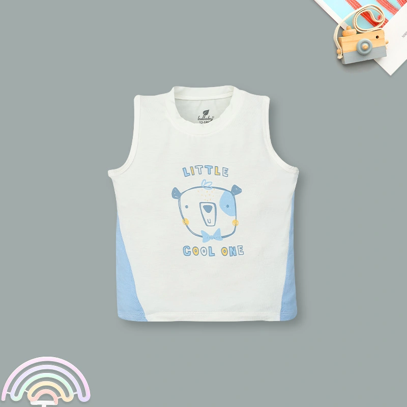 Bộ sát nách bé trai Lullaby NH372N màu trắng - xanh 2