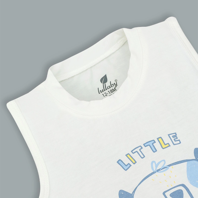 Bộ sát nách bé trai Lullaby NH372N màu trắng - xanh 4