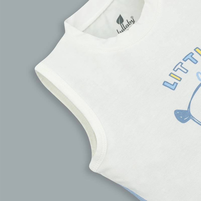 Bộ sát nách bé trai Lullaby NH372N màu trắng - xanh 5