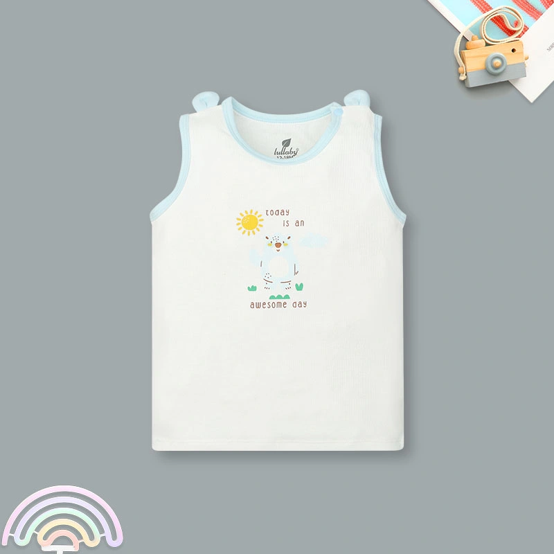 Bộ sát nách bé trai Lullaby NH345N màu trắng - xanh 2