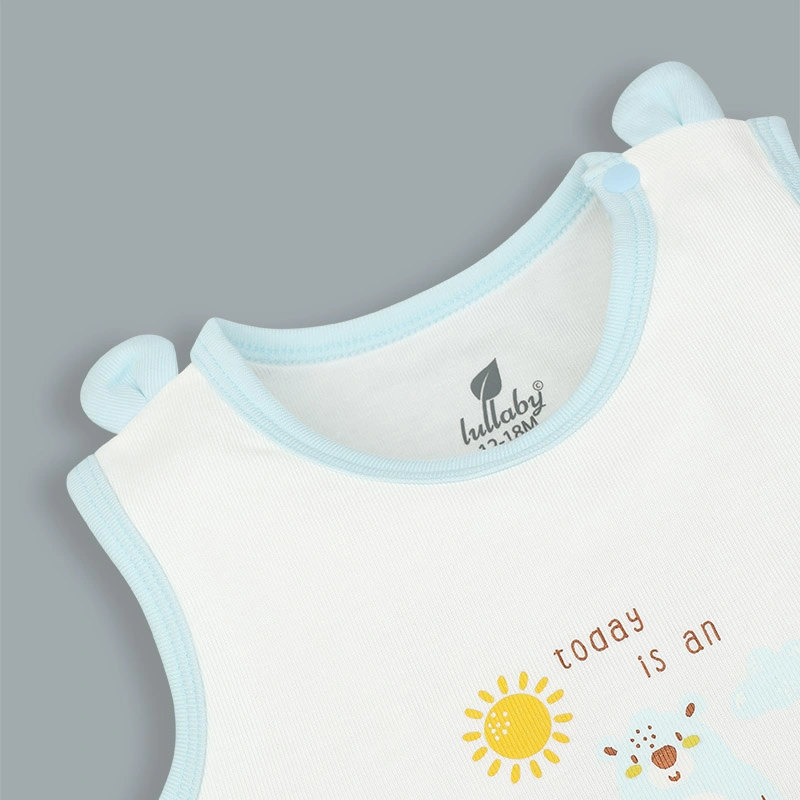 Bộ sát nách bé trai Lullaby NH345N màu trắng - xanh 4