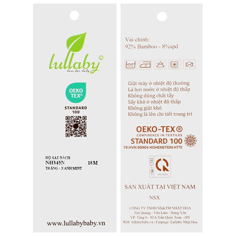 Bộ sát nách bé trai Lullaby NH345N màu trắng - xanh 25