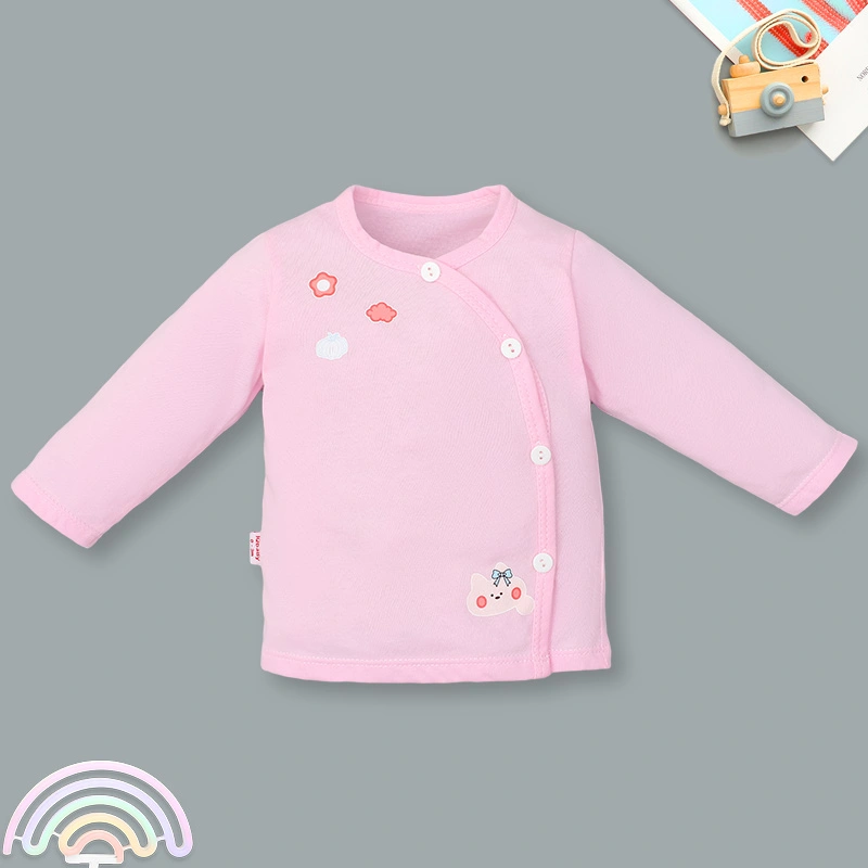 Bộ tay dài cài chéo in hình thú IQ Baby màu hồng 2