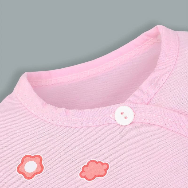 Bộ tay dài cài chéo in hình thú IQ Baby màu hồng 4