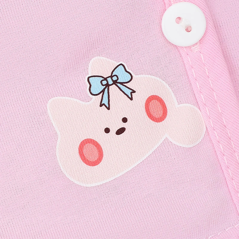 Bộ tay dài cài chéo in hình thú IQ Baby màu hồng 7