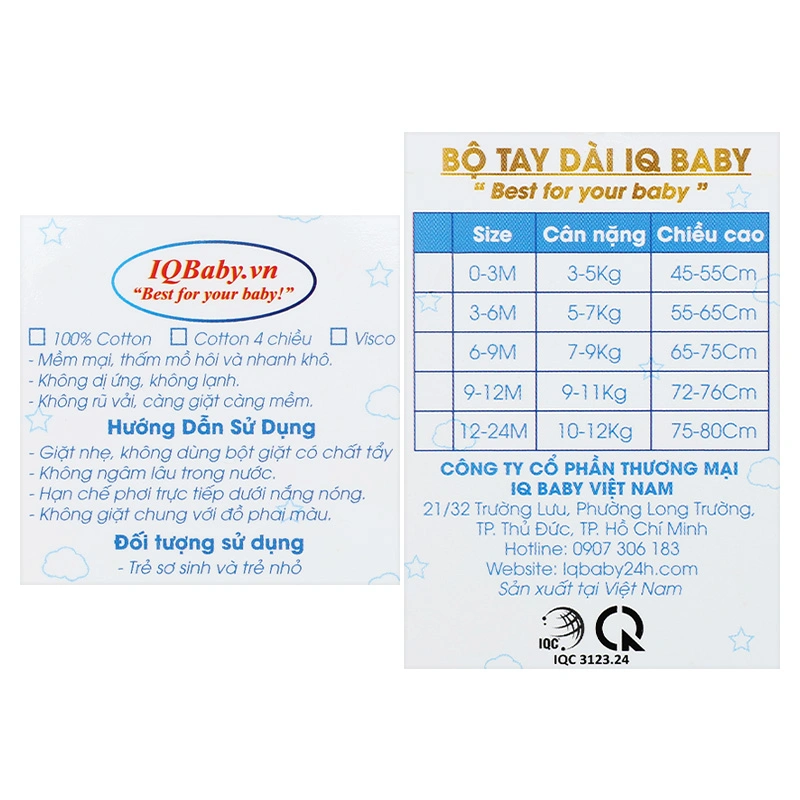 Bộ tay dài cài chéo in hình thú IQ Baby màu vàng 14