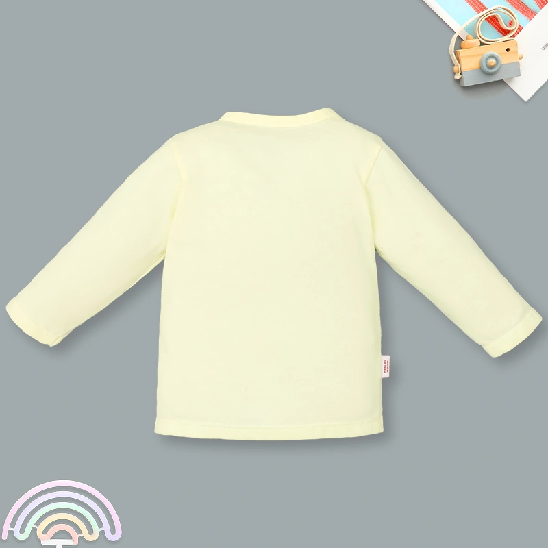 Bộ tay dài cài chéo in hình thú IQ Baby màu vàng 3