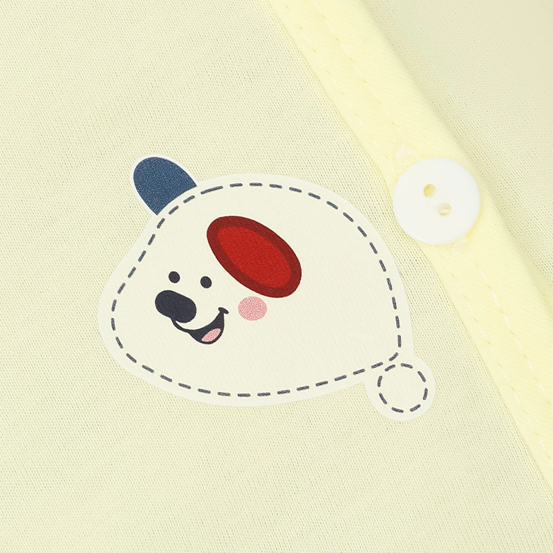 Bộ tay dài cài chéo in hình thú IQ Baby màu vàng 7