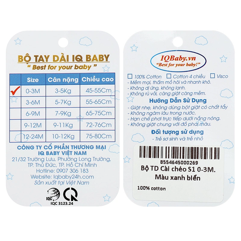 Bộ tay dài cài chéo in hình thú IQ Baby màu vàng 27