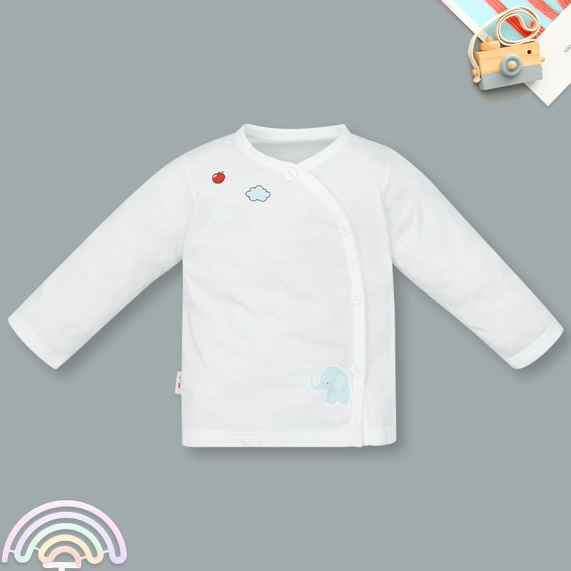 Bộ tay dài cài chéo in hình voi IQ Baby màu trắng 2