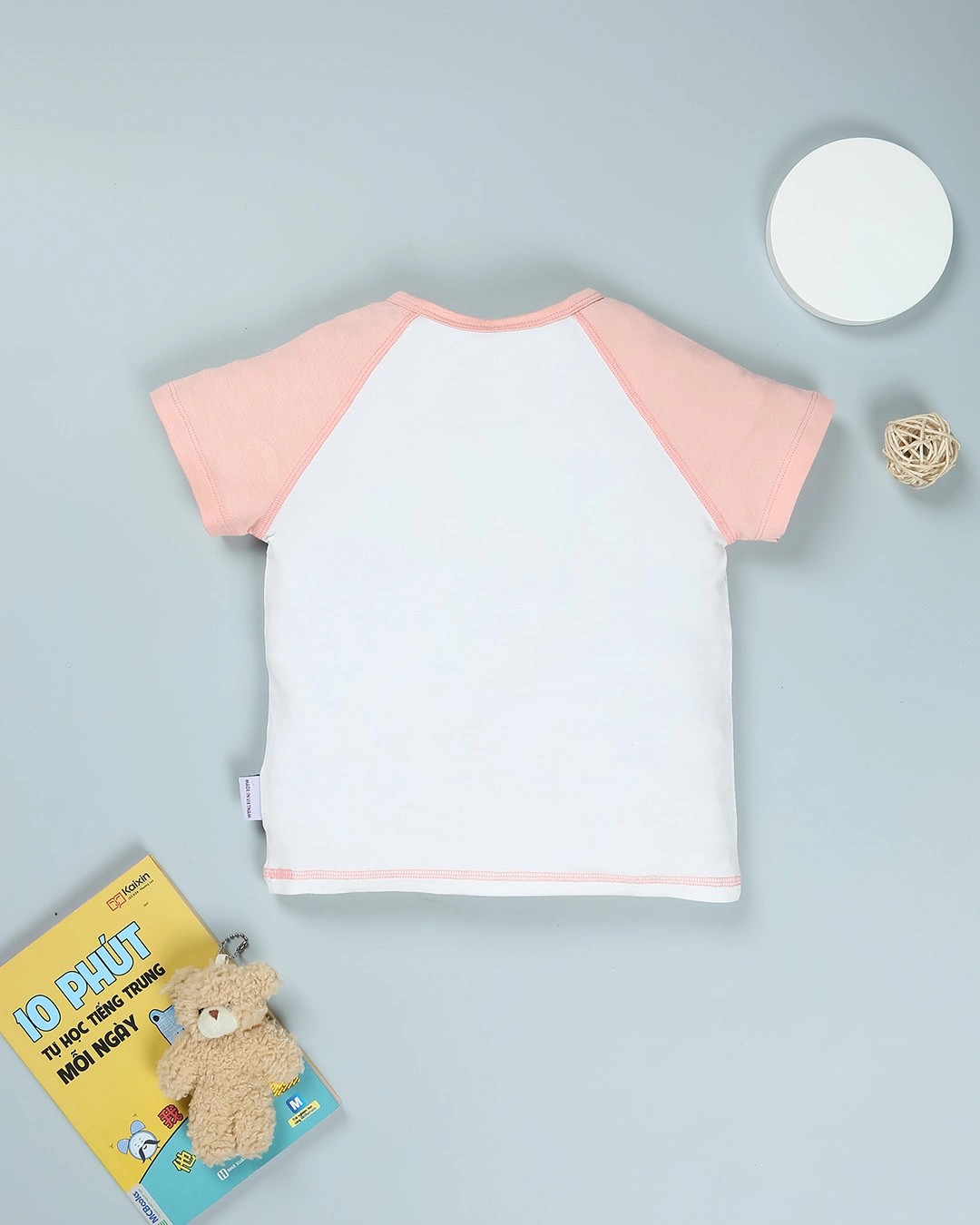 Bộ tay ngắn bé gái BabyMommy cài vai in nhím màu trắng - cam 3