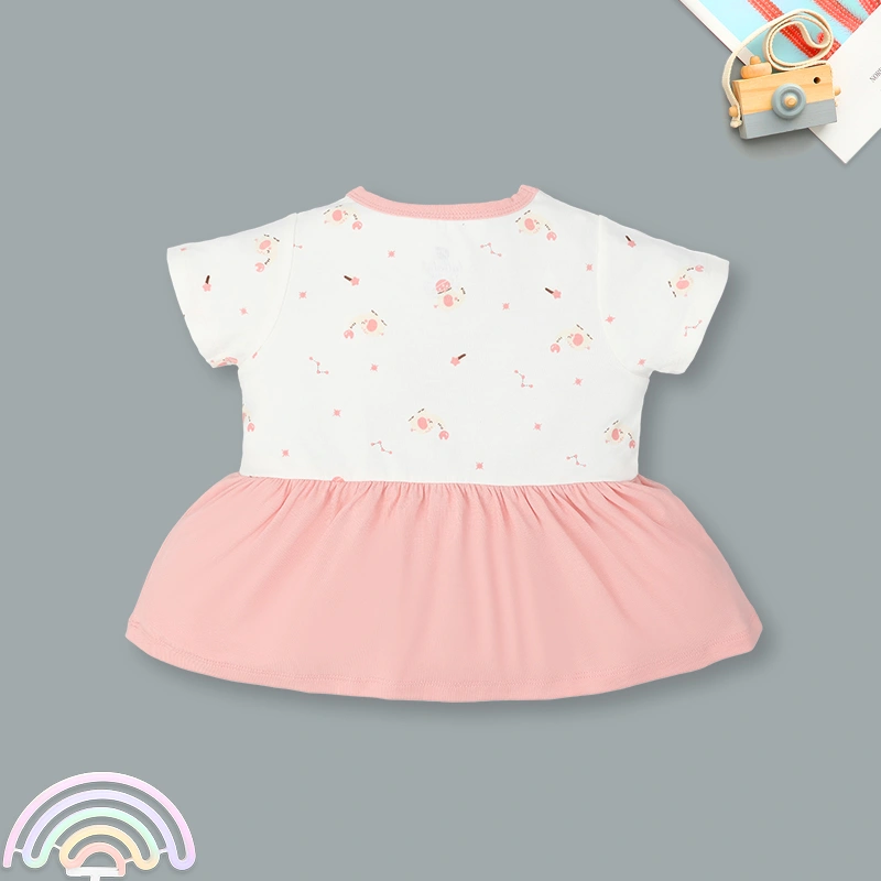 Bộ tay ngắn bé gái Lullaby NH462N màu trắng - hồng đậm 3