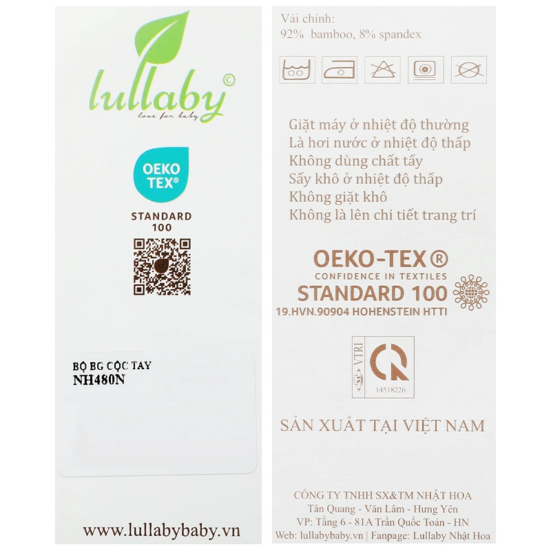 Bộ tay ngắn bé gái Lullaby NH480N màu trắng - tím 12