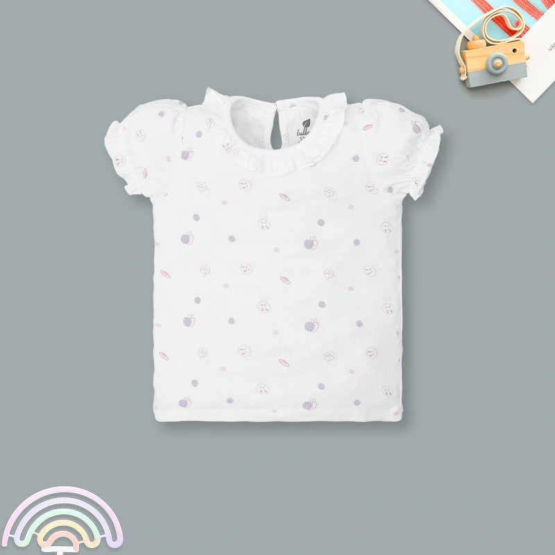 Bộ tay ngắn bé gái Lullaby NH480N màu trắng - tím 2